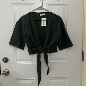 Oak&Fort Tie Front Top in Sage Green